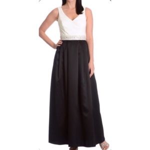 Patra two tone embellished waist gown maxi dress